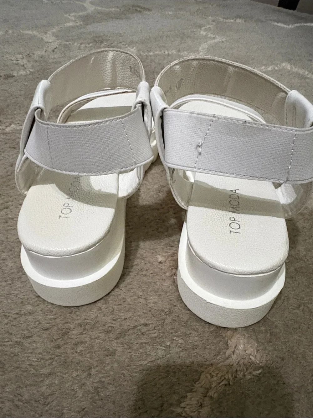 Top Moda KASH white strap platform wedge sandal Size 6.5